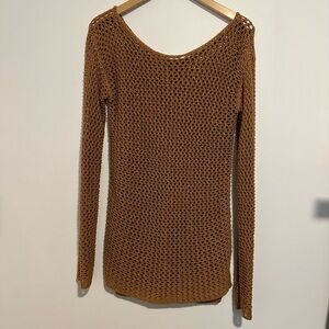 Rubbish mustard yellow fishnet knit sweater